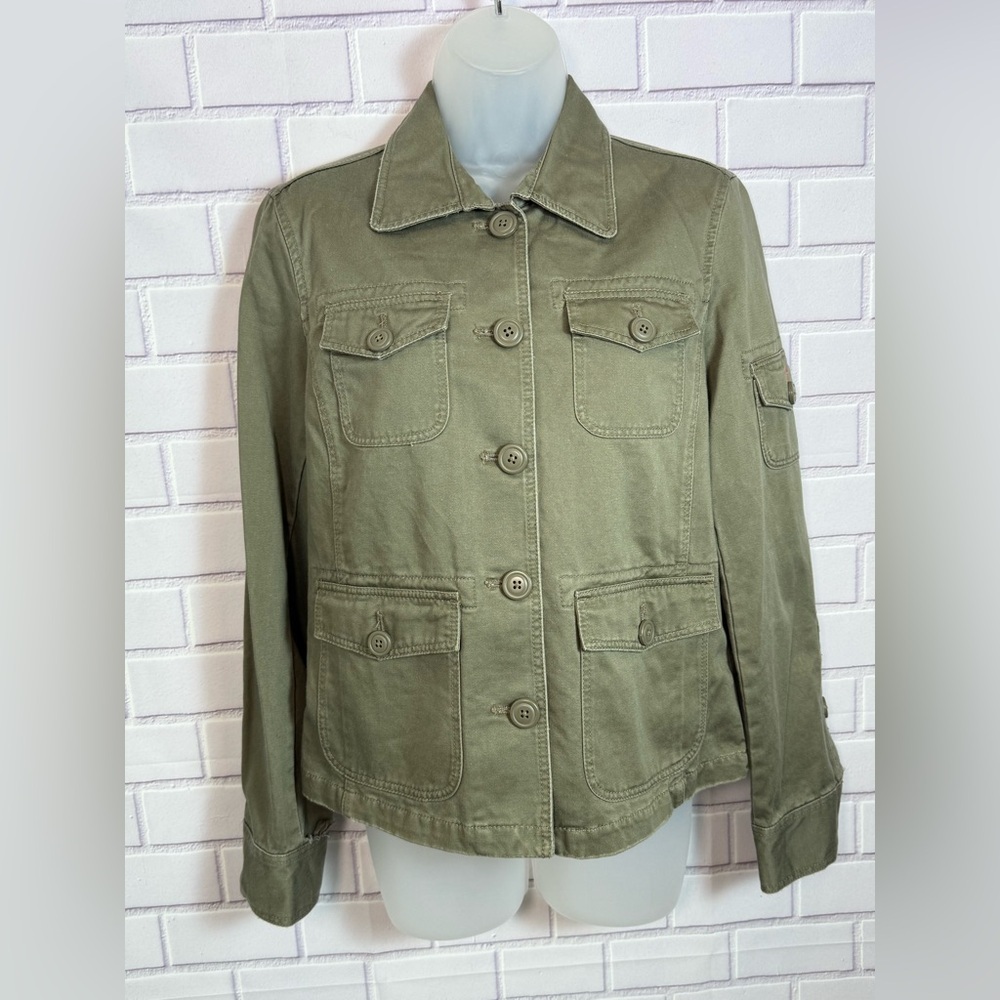J. Crew Olive Green Utility Jacket Size Small 100% Cotton - Picture 7 of 12